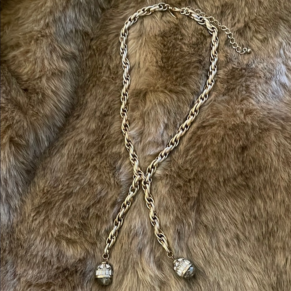 New York & Company Gold Lariat Necklace with Twisted Design